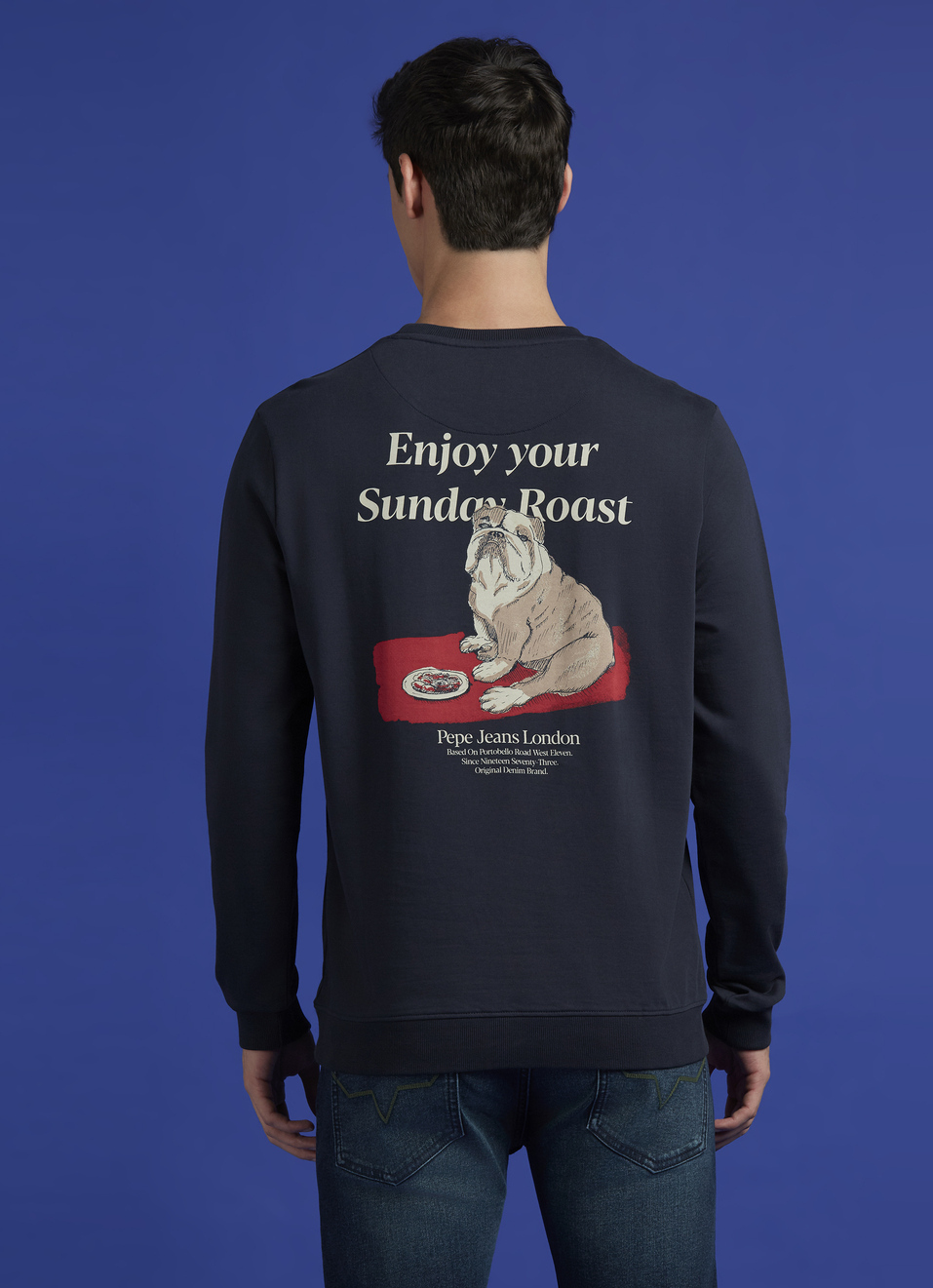 Blue Back Print Full Sleeve Sweatshirt, , large image number 2