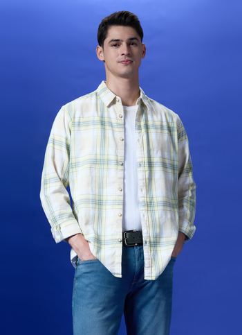 Beige Check Full Sleeve Shirt