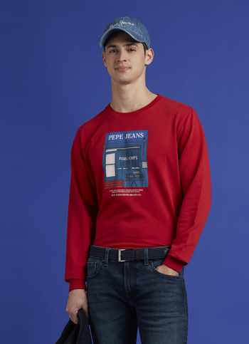 Red Graphic Print Full Sleeve Sweatshirt