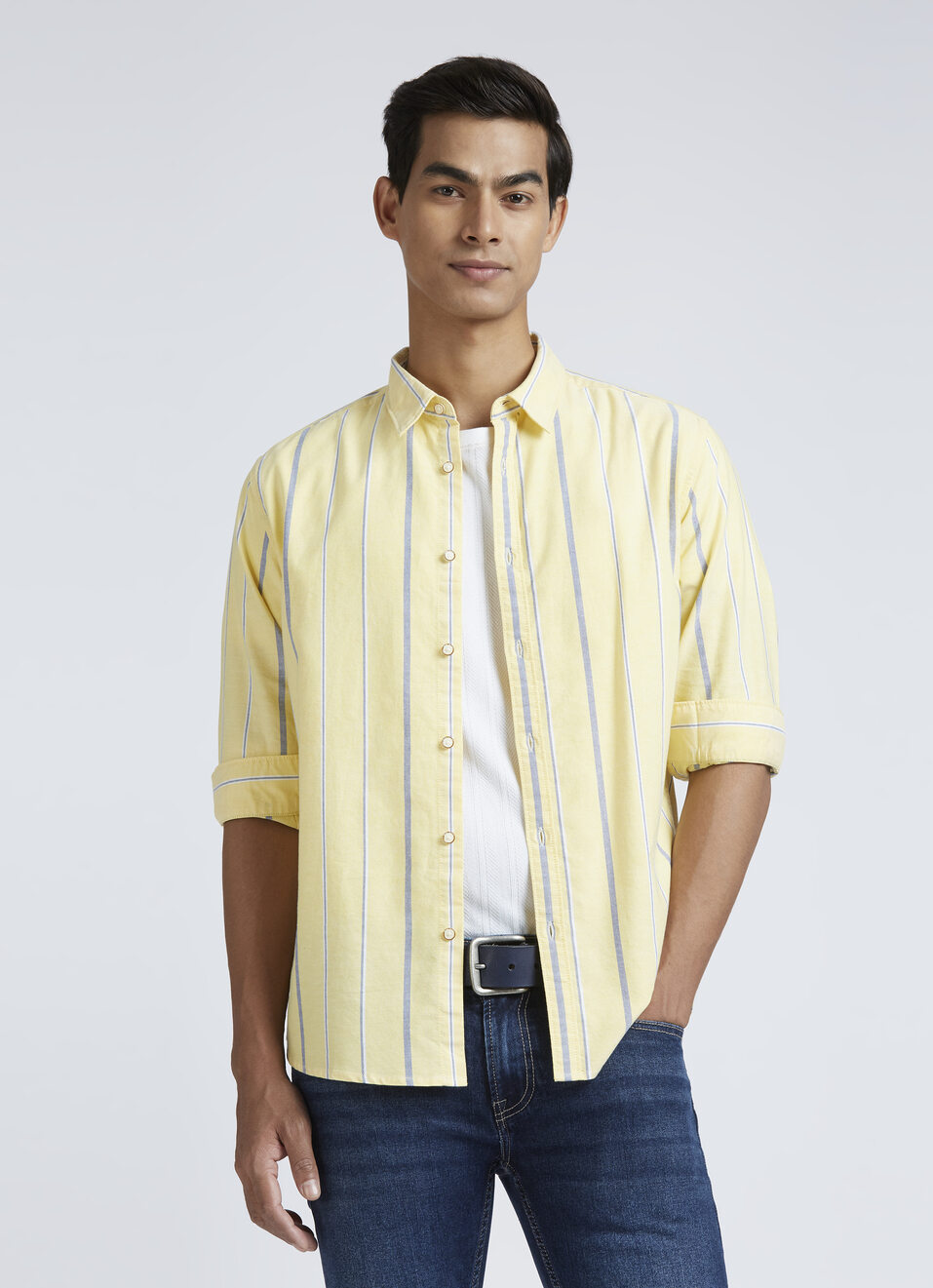 Yellow Stripes Full Sleeve Shirt, , large image number 0