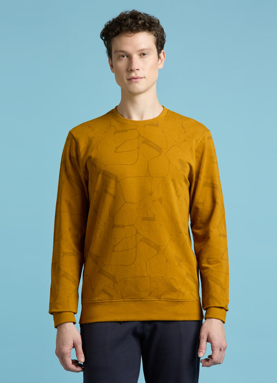 Yellow Abstract Print Full Sleeve Sweatshirt, , large image number 1