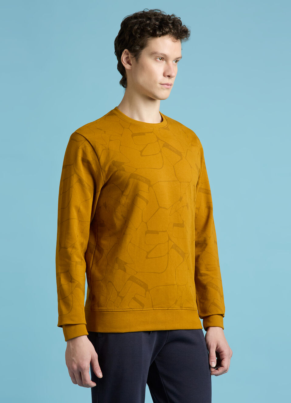 Yellow Abstract Print Full Sleeve Sweatshirt, , large image number 3