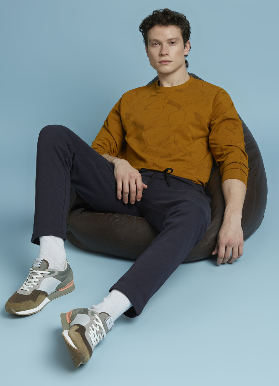 Yellow Abstract Print Full Sleeve Sweatshirt, , large image number 5