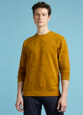 Yellow Abstract Print Full Sleeve Sweatshirt