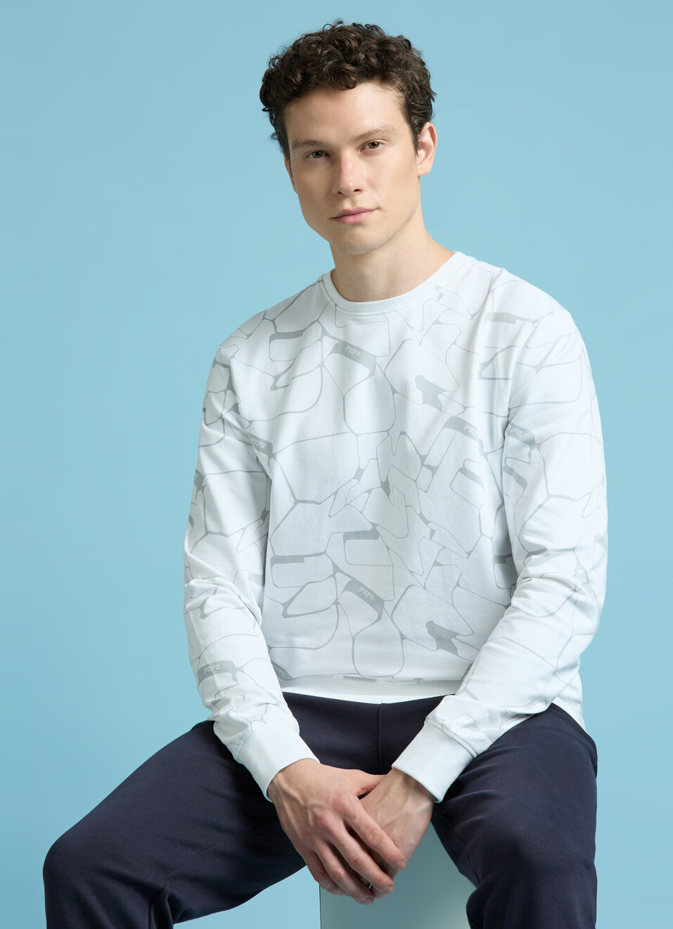 White Abstract Print Full Sleeve Shirt, , large image number 0