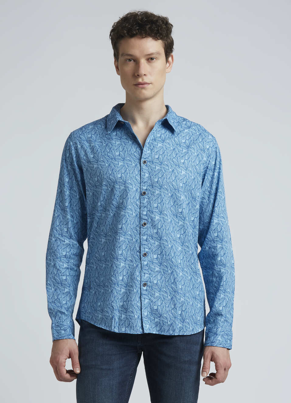 Blue Abstract Print Full Sleeve Shirt, , large image number 1