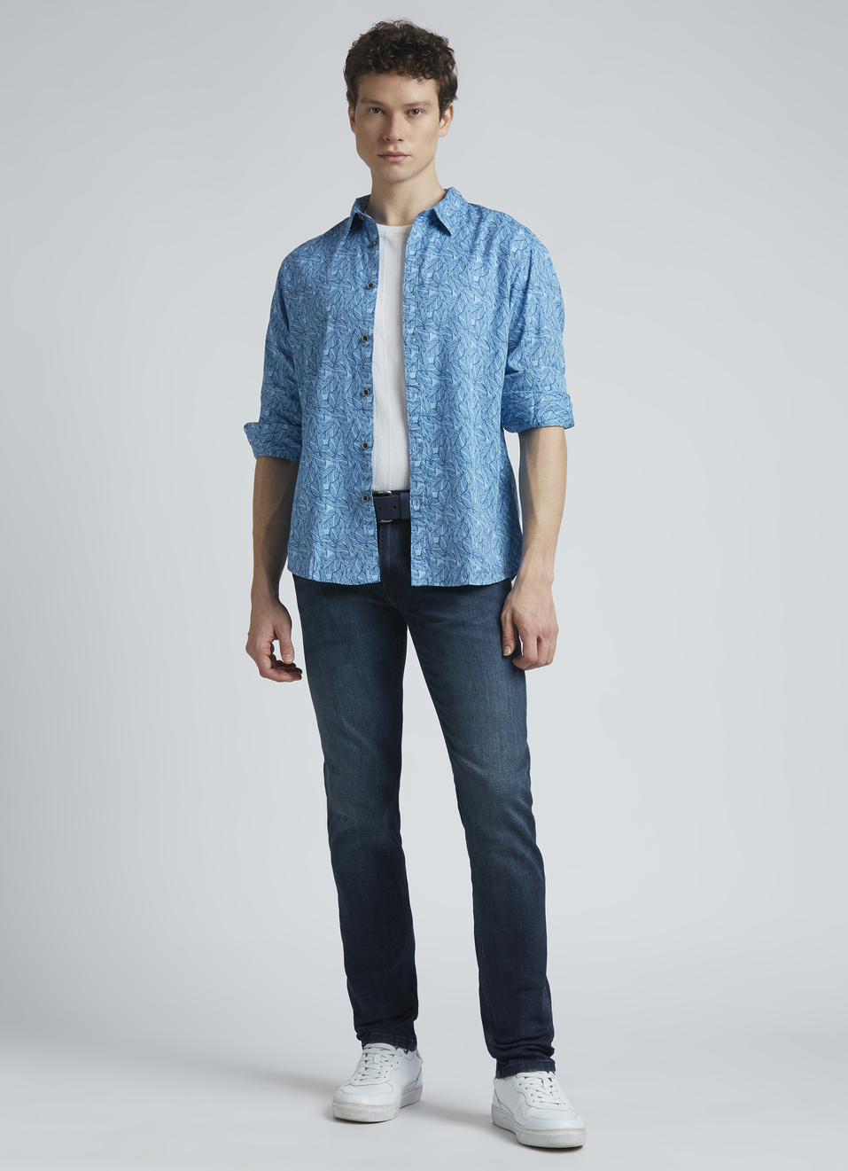 Blue Abstract Print Full Sleeve Shirt, , large image number 5