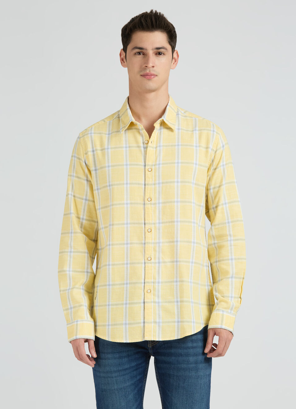 Yellow Check Full Sleeve Shirt, , large image number 1