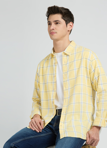 Yellow Check Full Sleeve Shirt