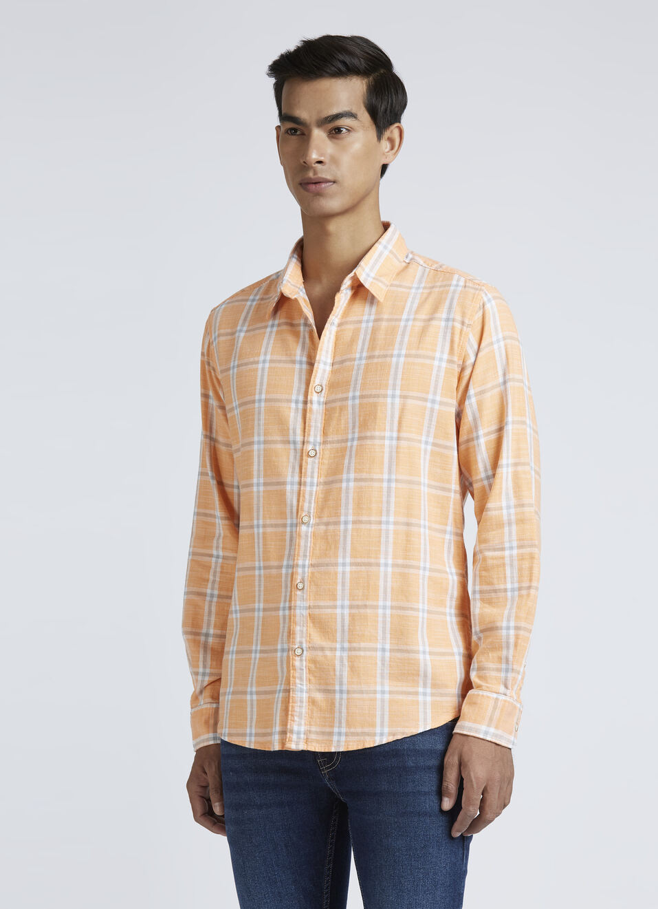 Orange Check Full Sleeve Shirt, , large image number 3