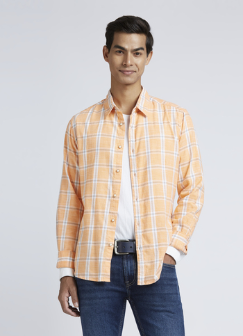 Orange Check Full Sleeve Shirt
