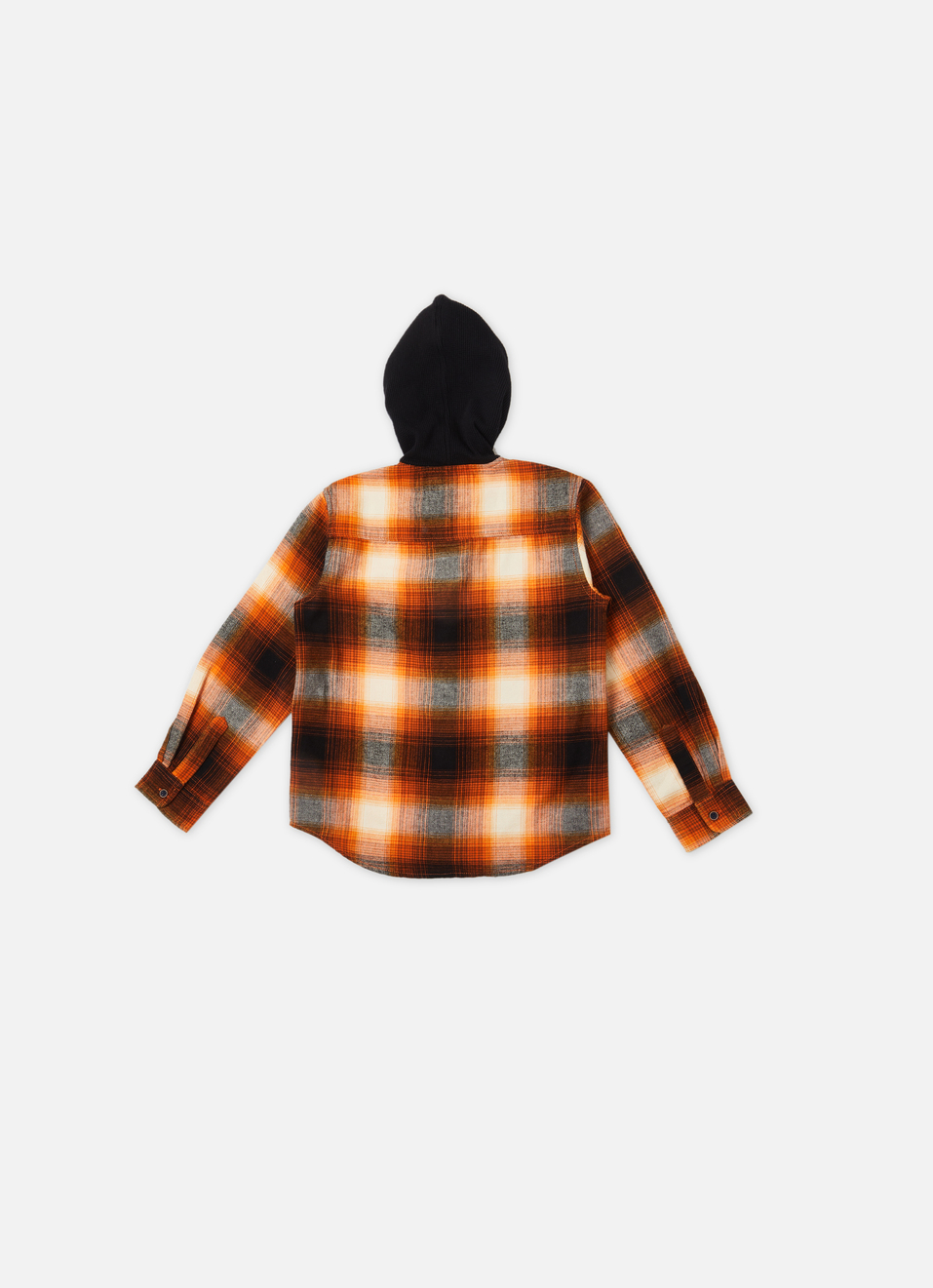 Boys Orange Check Full Sleeve Hoodie Shirt, , large image number 1