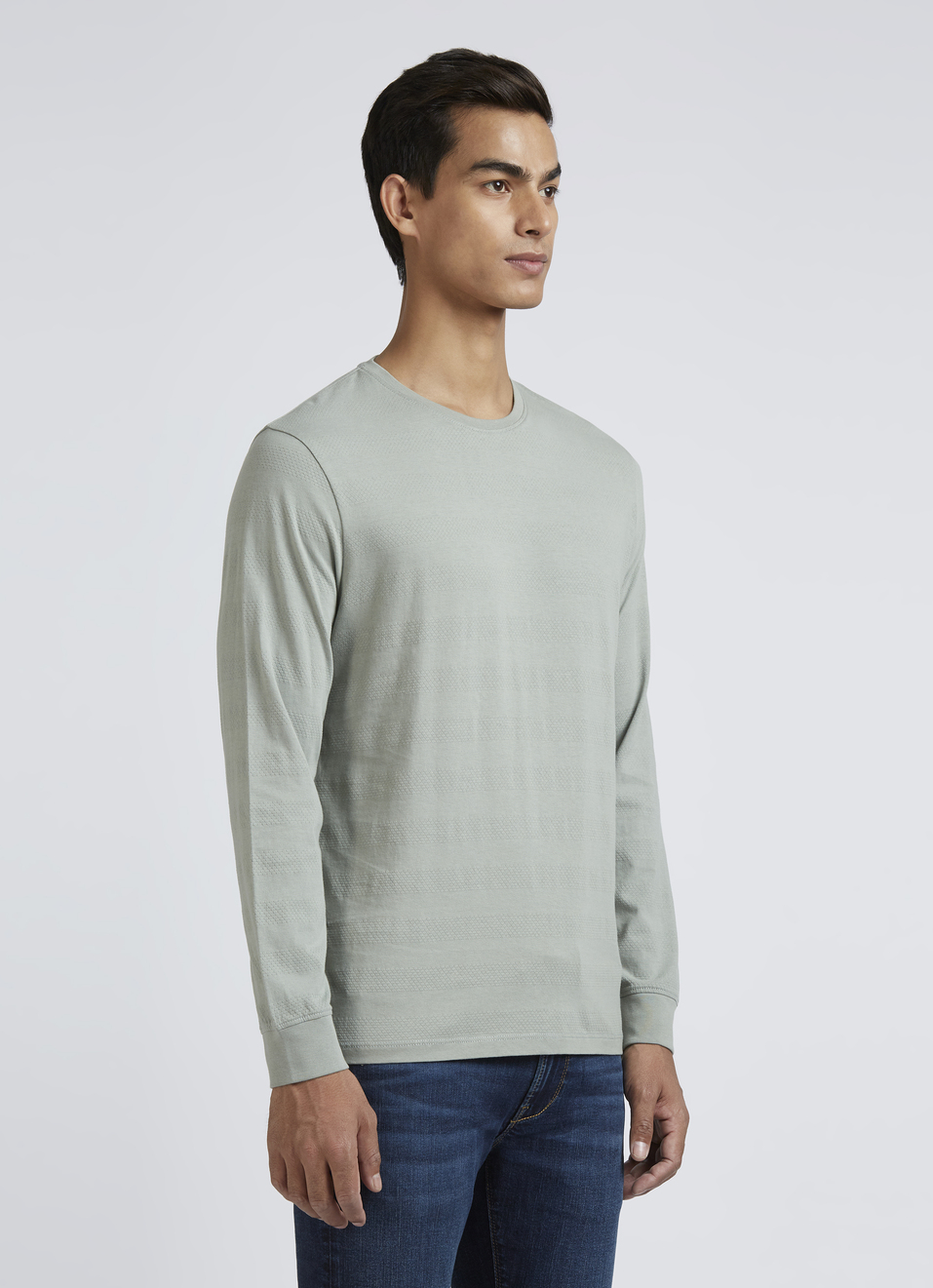 Light Green Stripes Full Sleeves T-shirt, , large image number 3