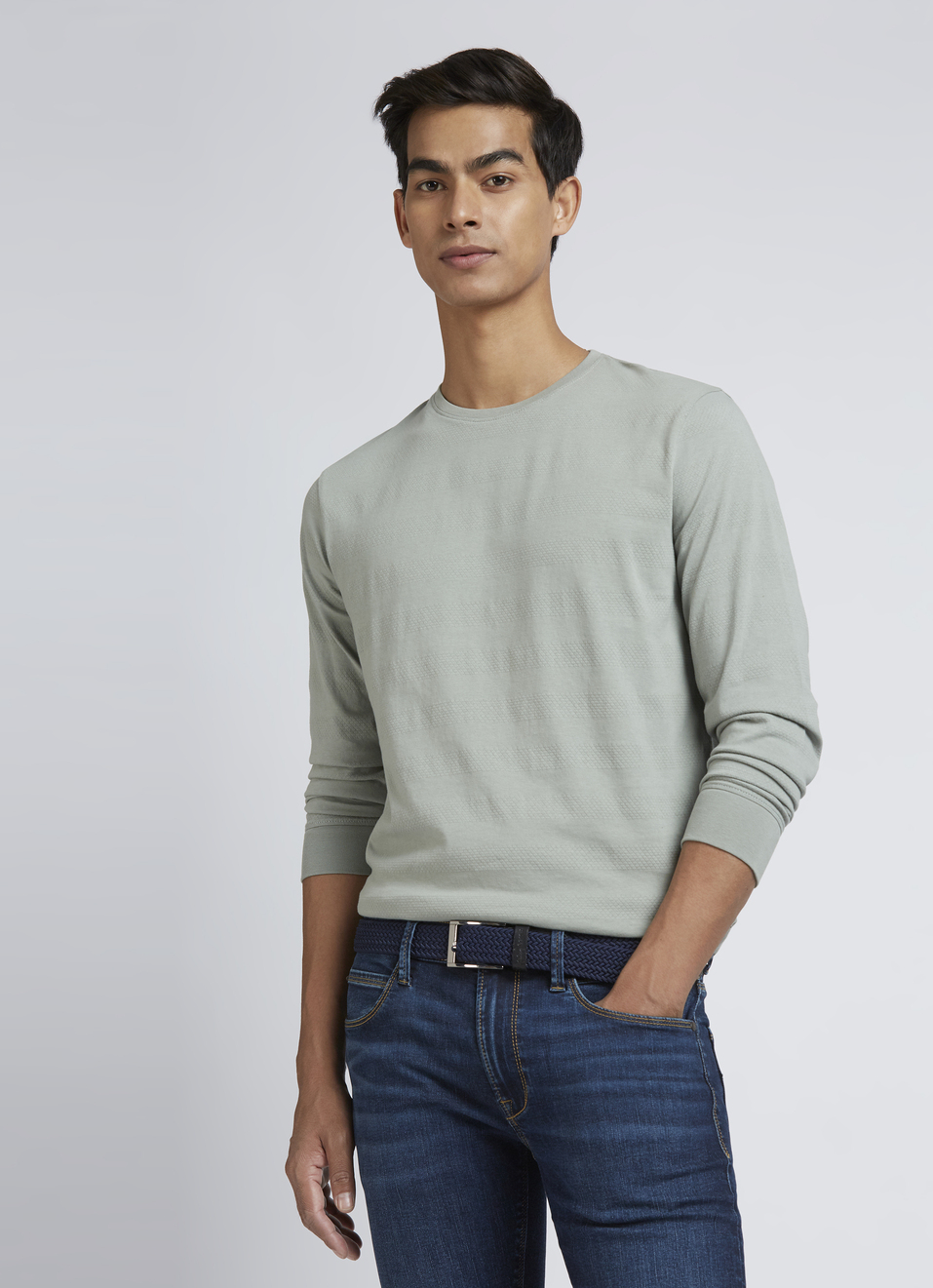 Light Green Stripes Full Sleeves T-shirt, , large image number 0