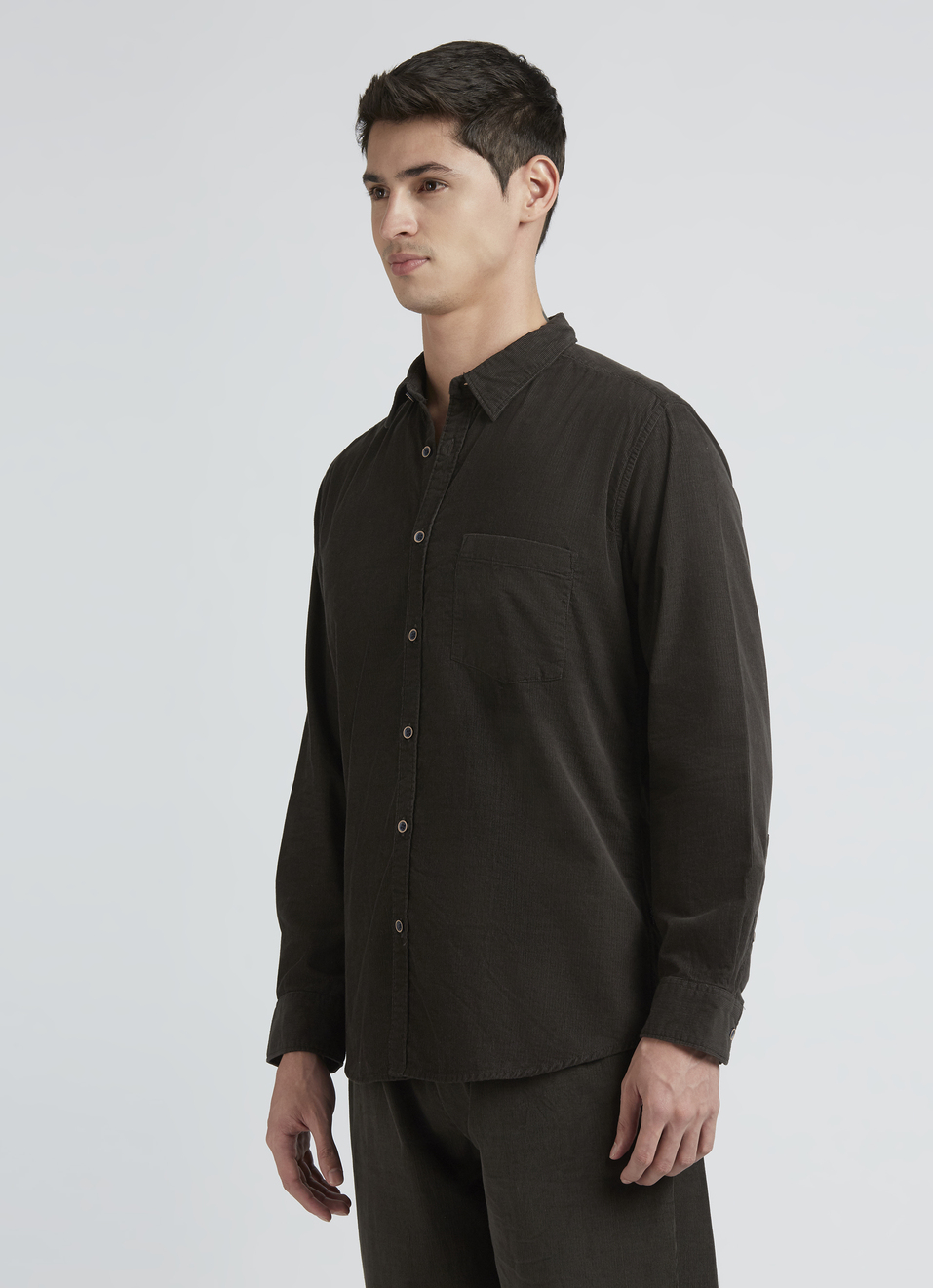 Olive Twin Flap Pocket Full Sleeve Corduroy Shirt, , large image number 3