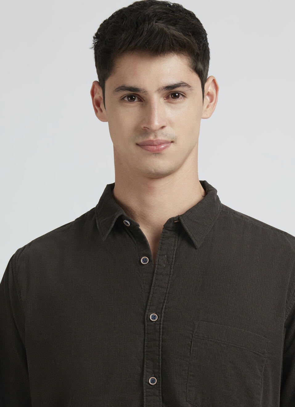 Olive Twin Flap Pocket Full Sleeve Corduroy Shirt, , large image number 4
