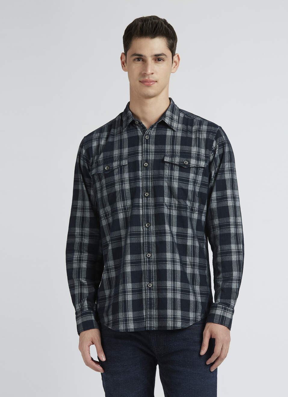 Navy Check Full Sleeve Shirt, , large image number 1