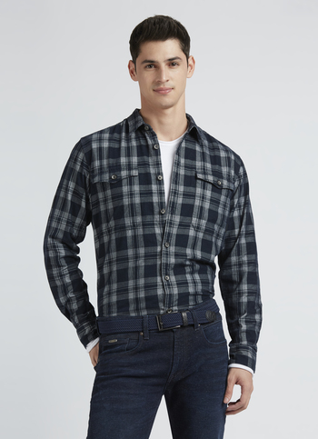 Navy Check Full Sleeve Shirt