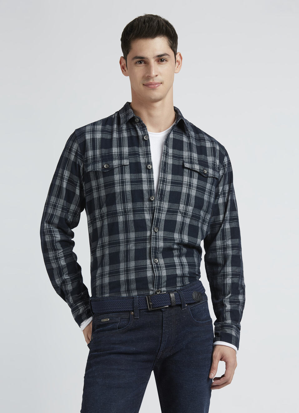 Navy Check Full Sleeve Shirt, , large image number 0