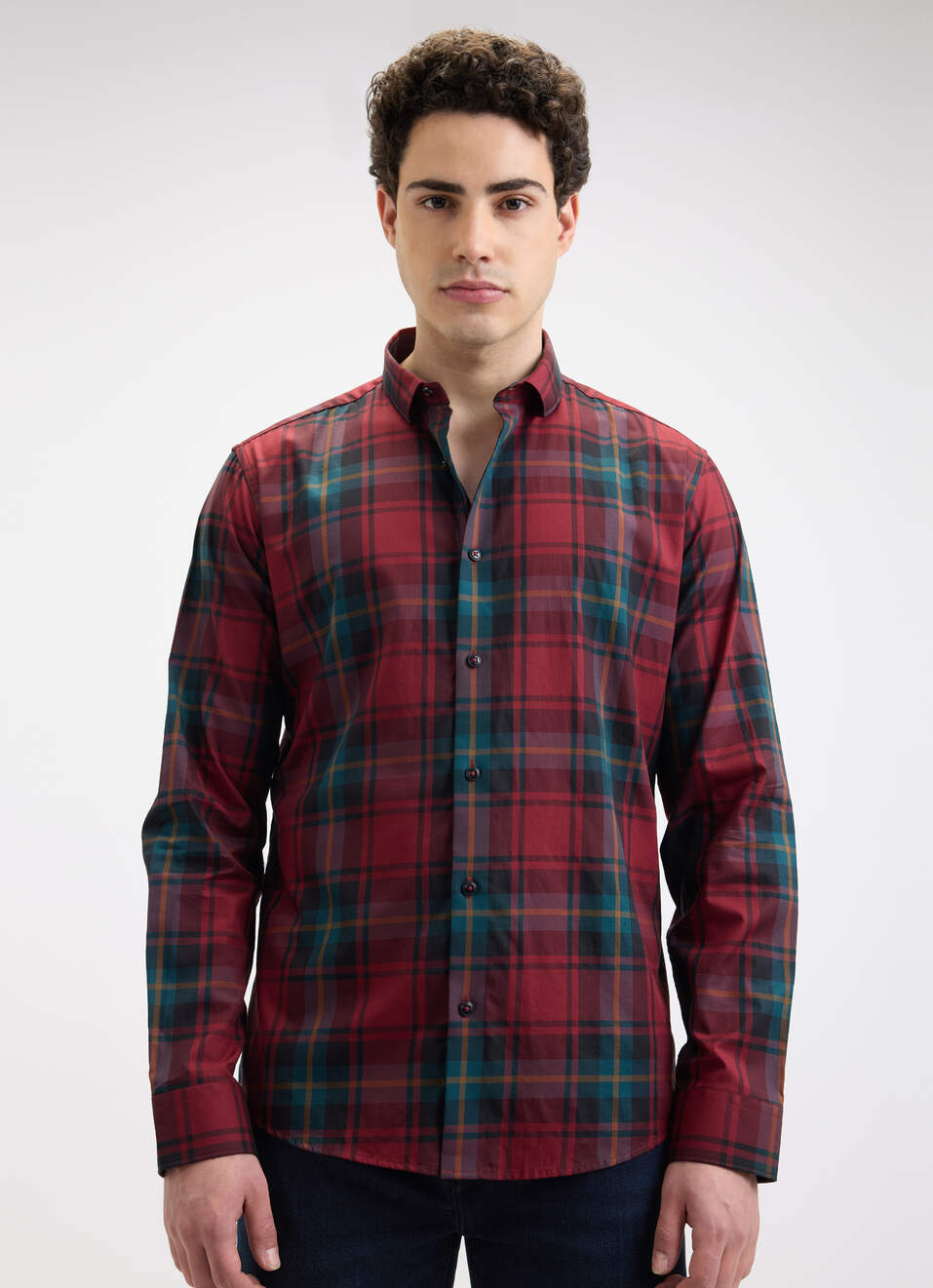 Men Wine Check Full Sleeve Shirt, , large image number 1