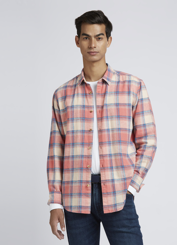 Orange Check Full Sleeve Shirt