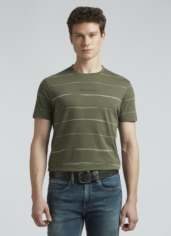 Green Horizontal Stripes Short Sleeve T-shirt