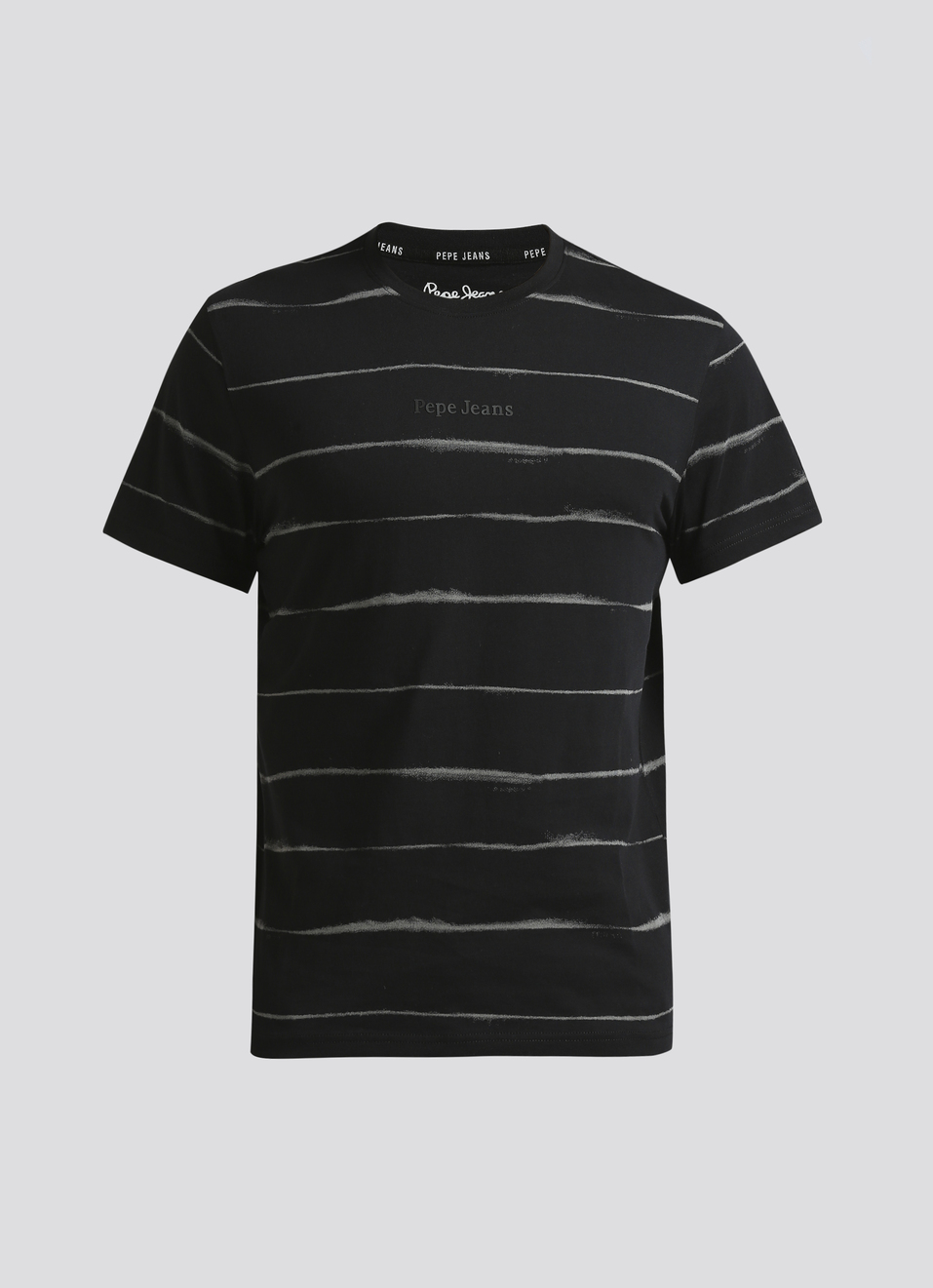 Black Horizontal Stripes Short Sleeve T-shirt, , large image number 6