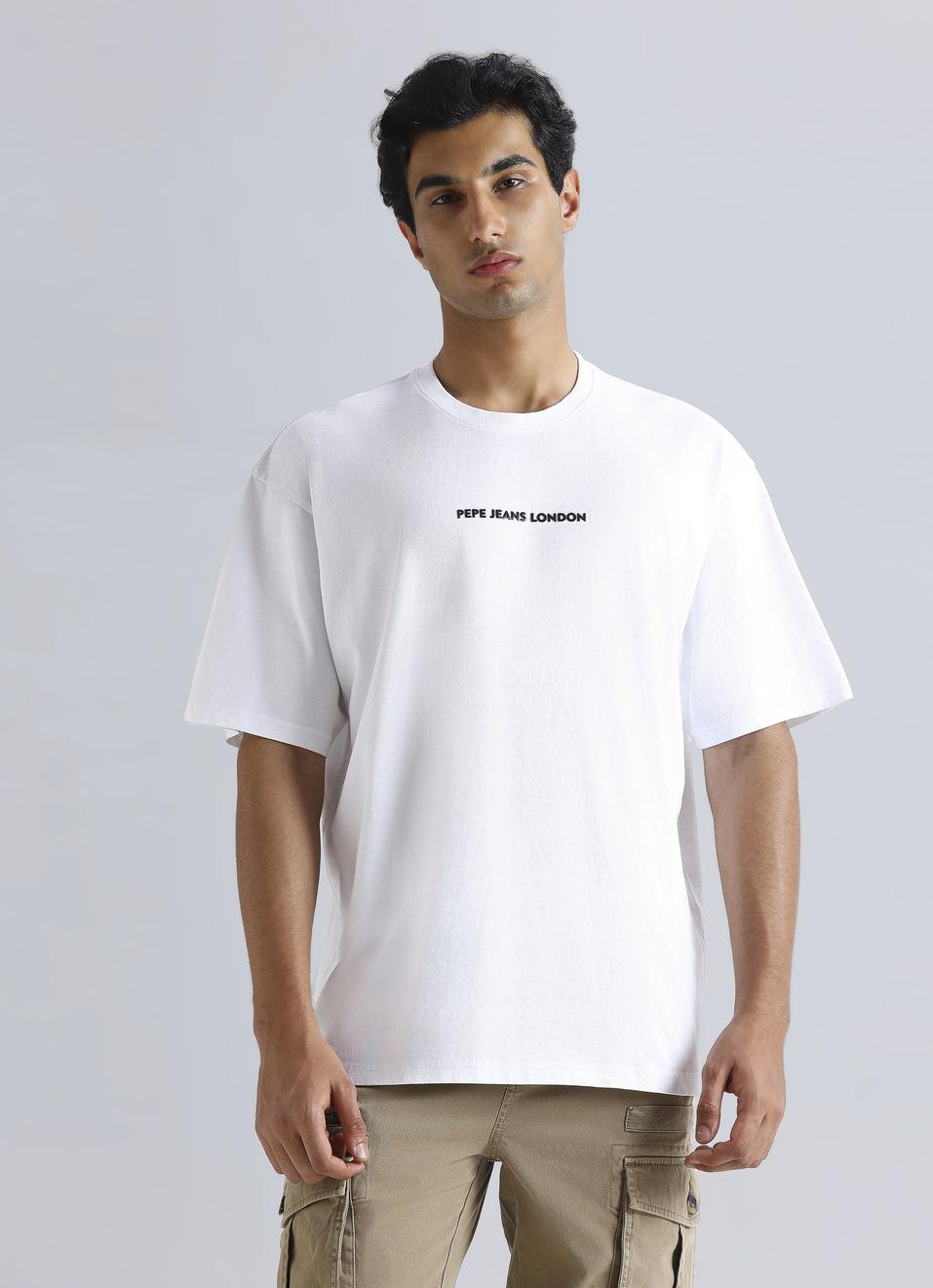 White Oversized Graphic Back Print Short Sleeve T-shirt, , large image number 1