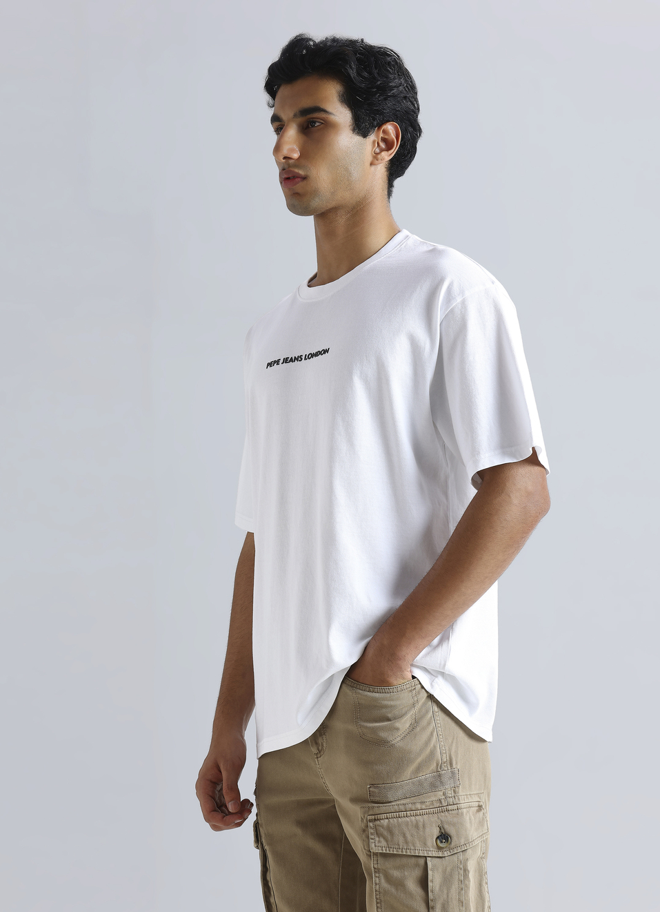 White Oversized Graphic Back Print Short Sleeve T-shirt, , large image number 3