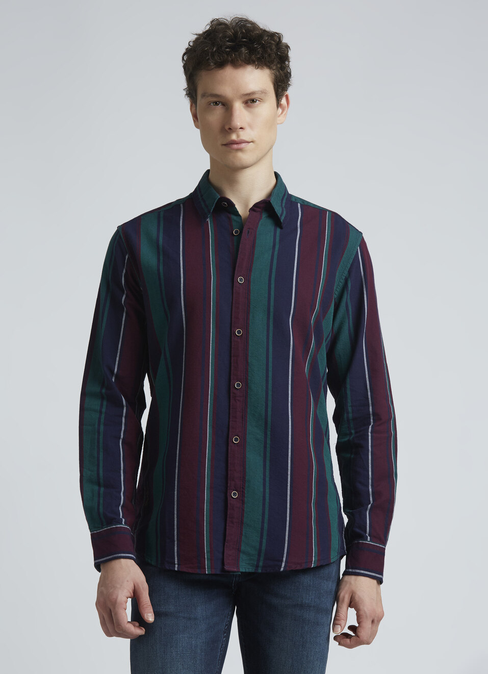 Navy Stripes Full Sleeve Shirt, , large image number 1