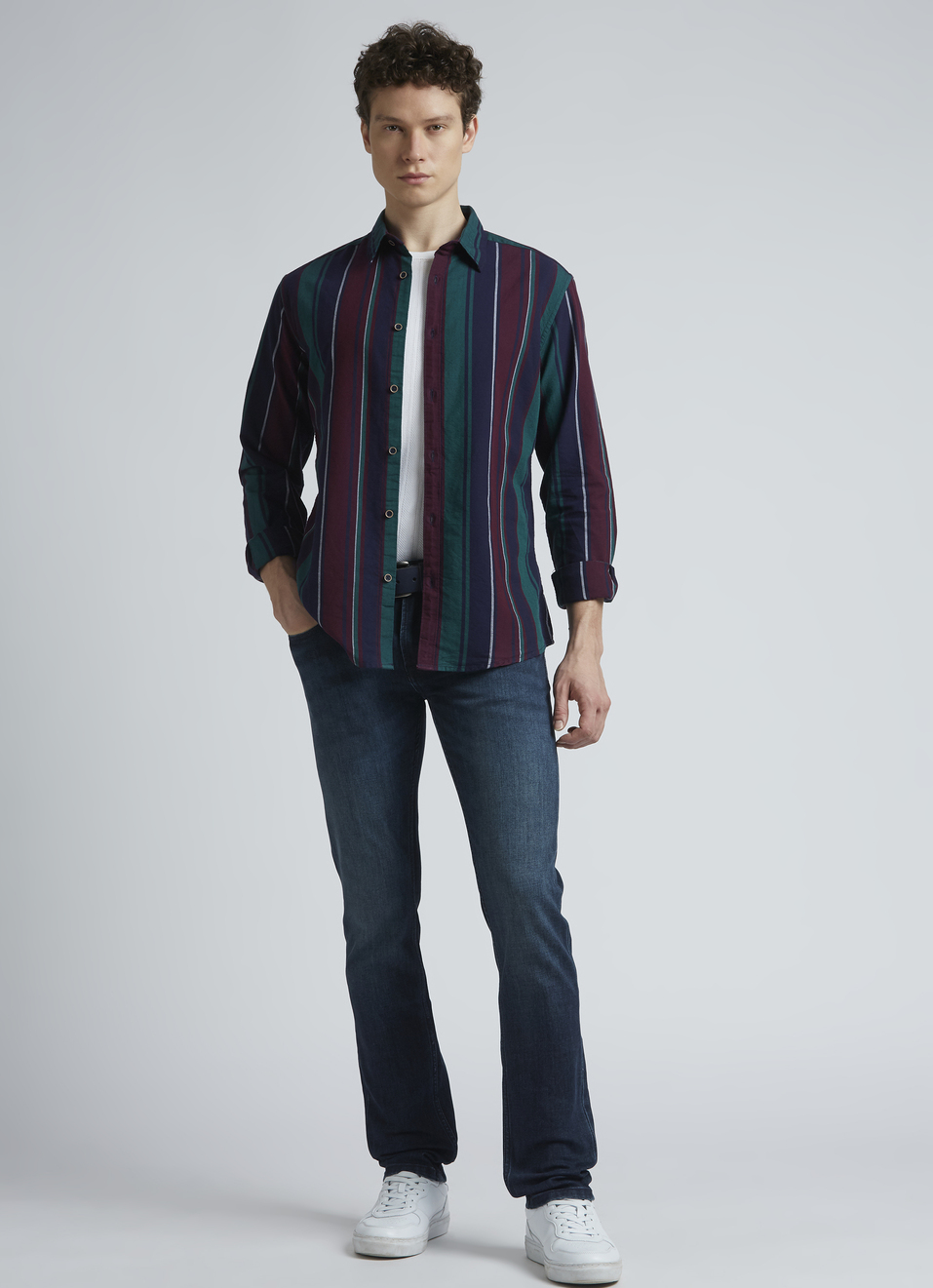 Navy Stripes Full Sleeve Shirt, , large image number 5