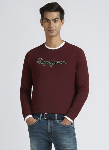 Burgundy Graphic Print Full Sleeve T-shirt