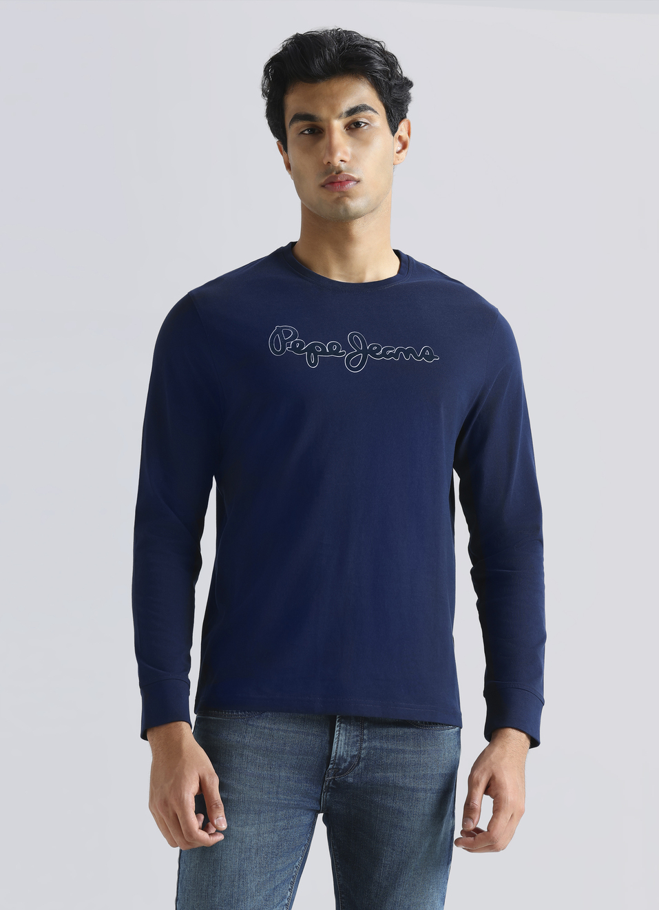 Navy Graphic Print Full Sleeve T-shirt, , large image number 1