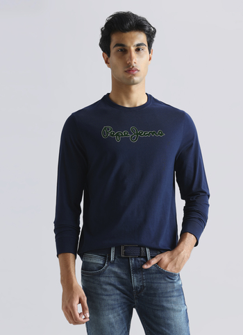 Navy Graphic Print Full Sleeve T-shirt