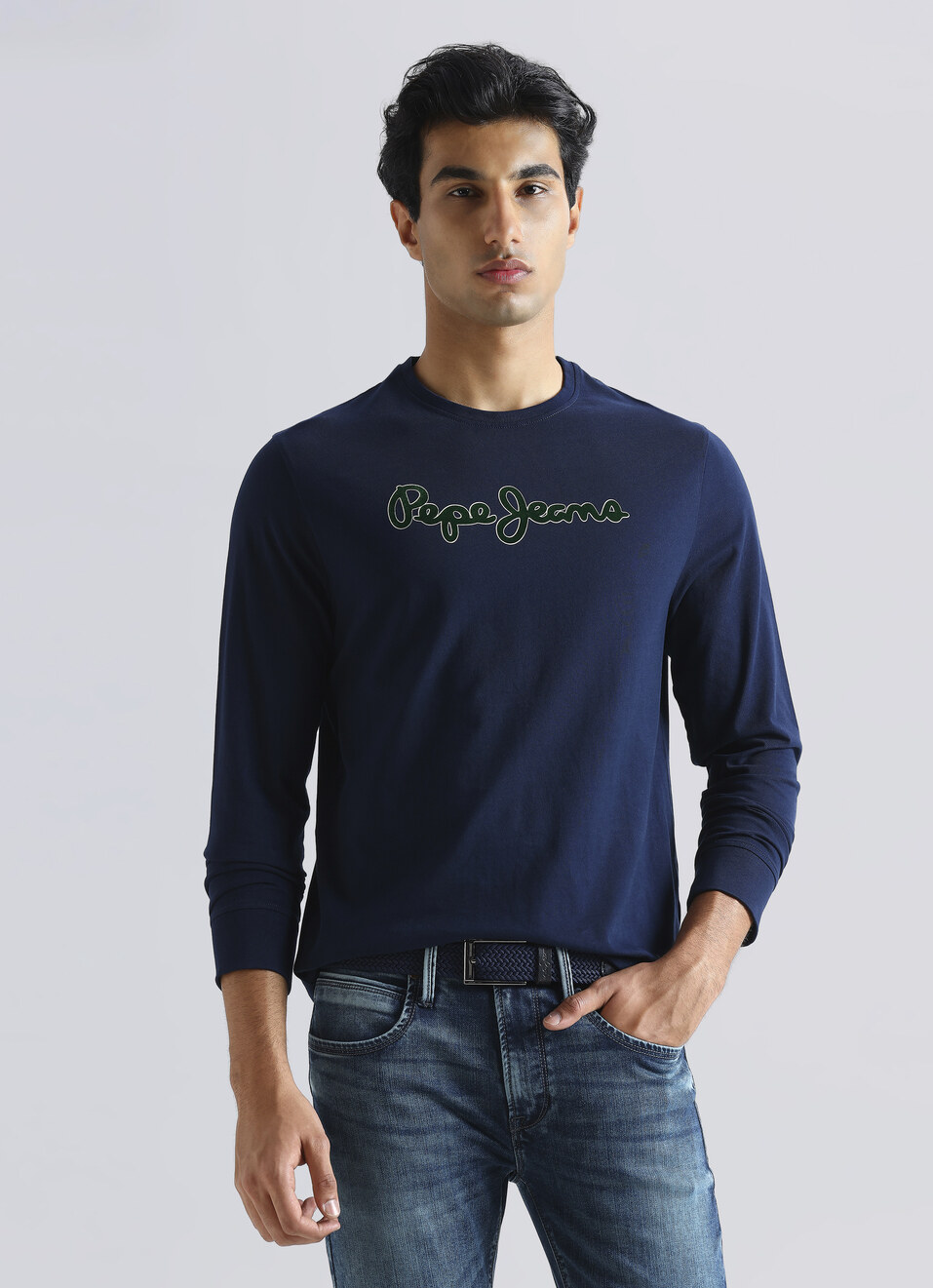 Navy Graphic Print Full Sleeve T-shirt, , large image number 0