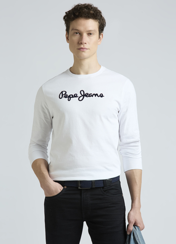 White Graphic Print Full Sleeve T-shirt