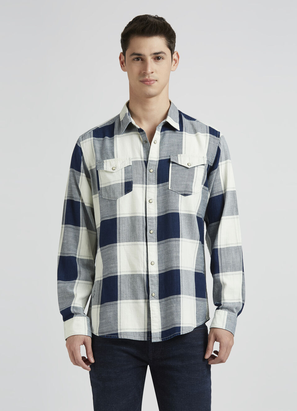 Blue Checks Full Sleeve Shirt, , large image number 1