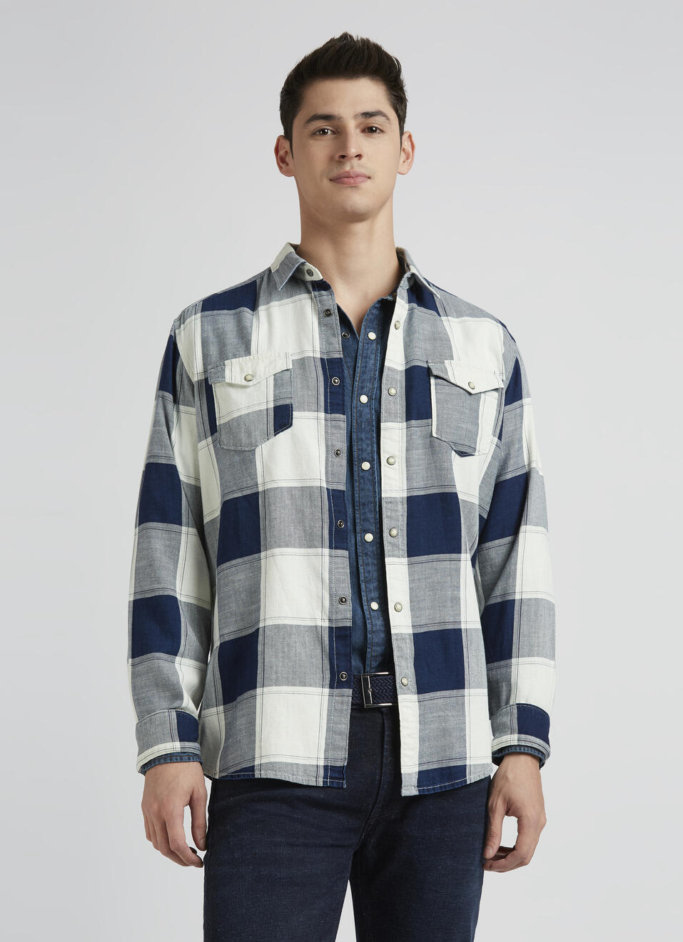 Blue Checks Full Sleeve Shirt, , large image number 0