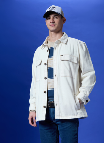 Ecru Cargo Pocket Full Sleeve Oversized Shirt