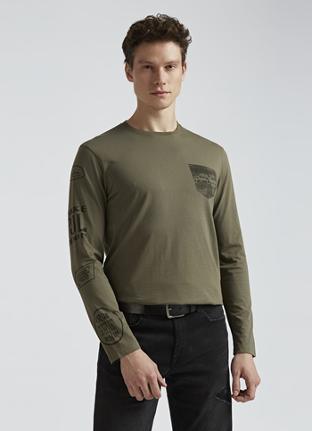 Green Graphic Print Full Sleeve T-shirt