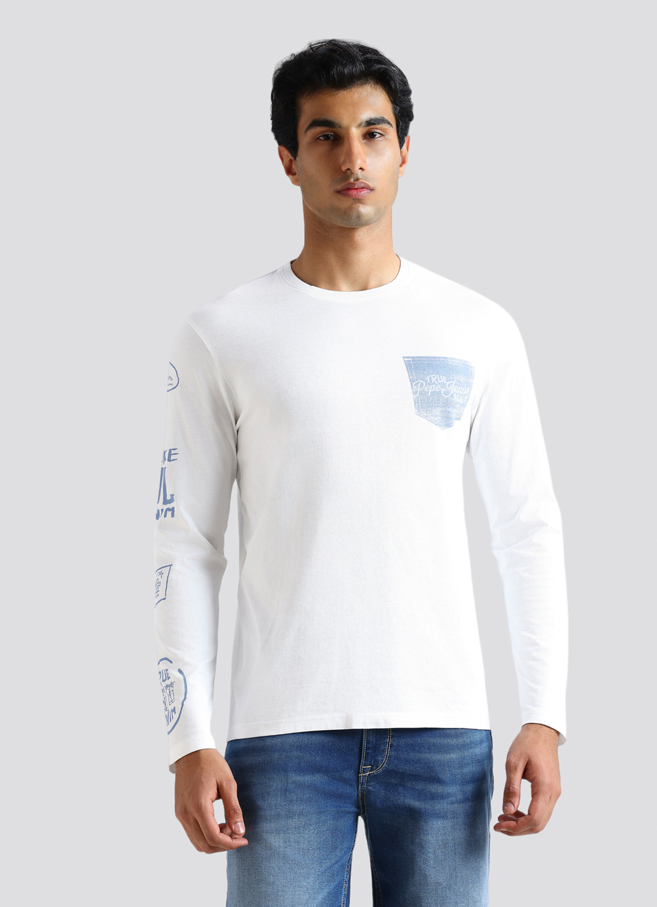 Off White Graphic Print Full Sleeve T-shirt, , large image number 1