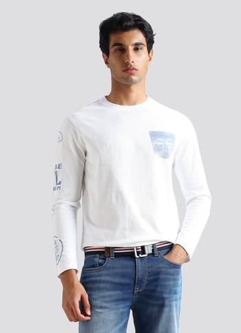Off White Graphic Print Full Sleeve T-shirt
