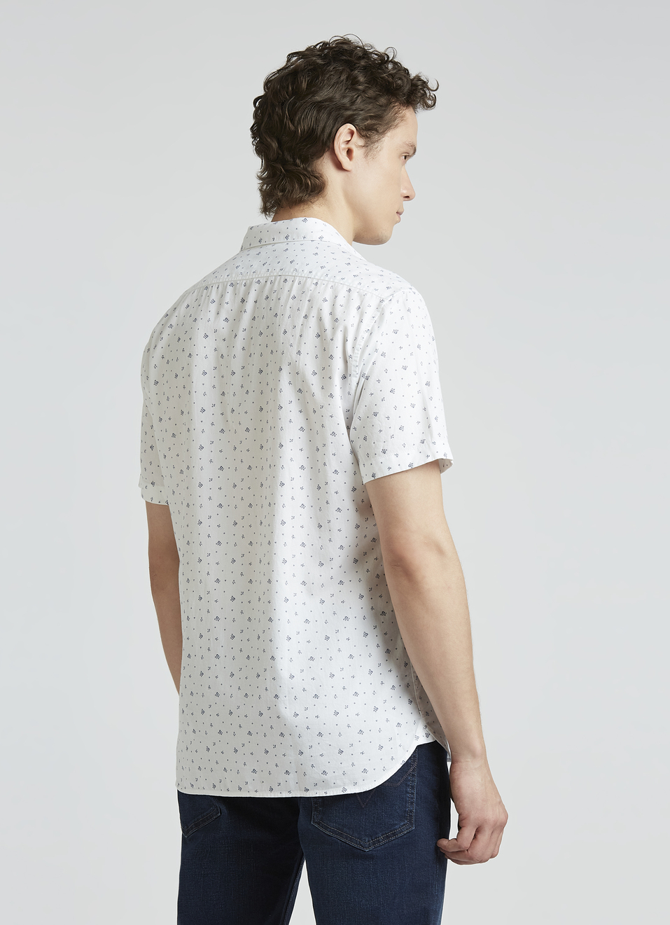 White Micro Print Short Sleeve Shirt, , large image number 2