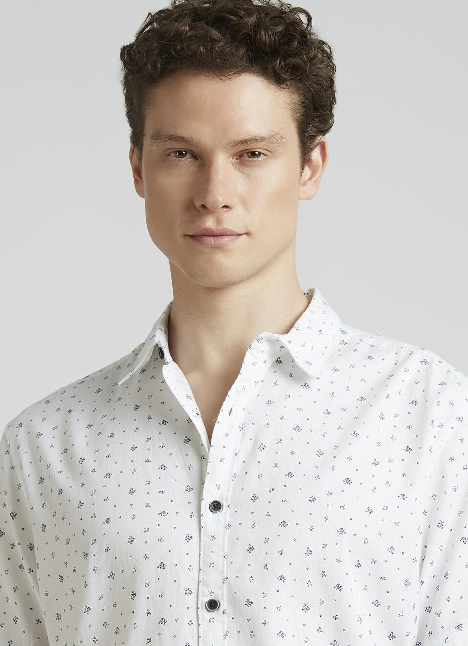 White Micro Print Short Sleeve Shirt, , large image number 4