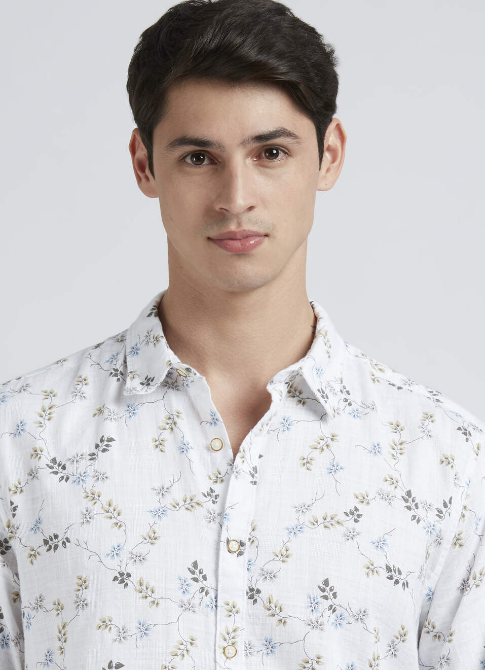 Grey Floral Full Sleeve Shirt, , large image number 4