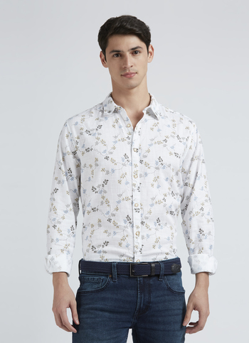 Grey Floral Full Sleeve Shirt