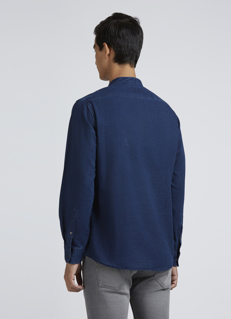 Blue Mandarin Collar Full Sleeves Shirt, , large image number 2