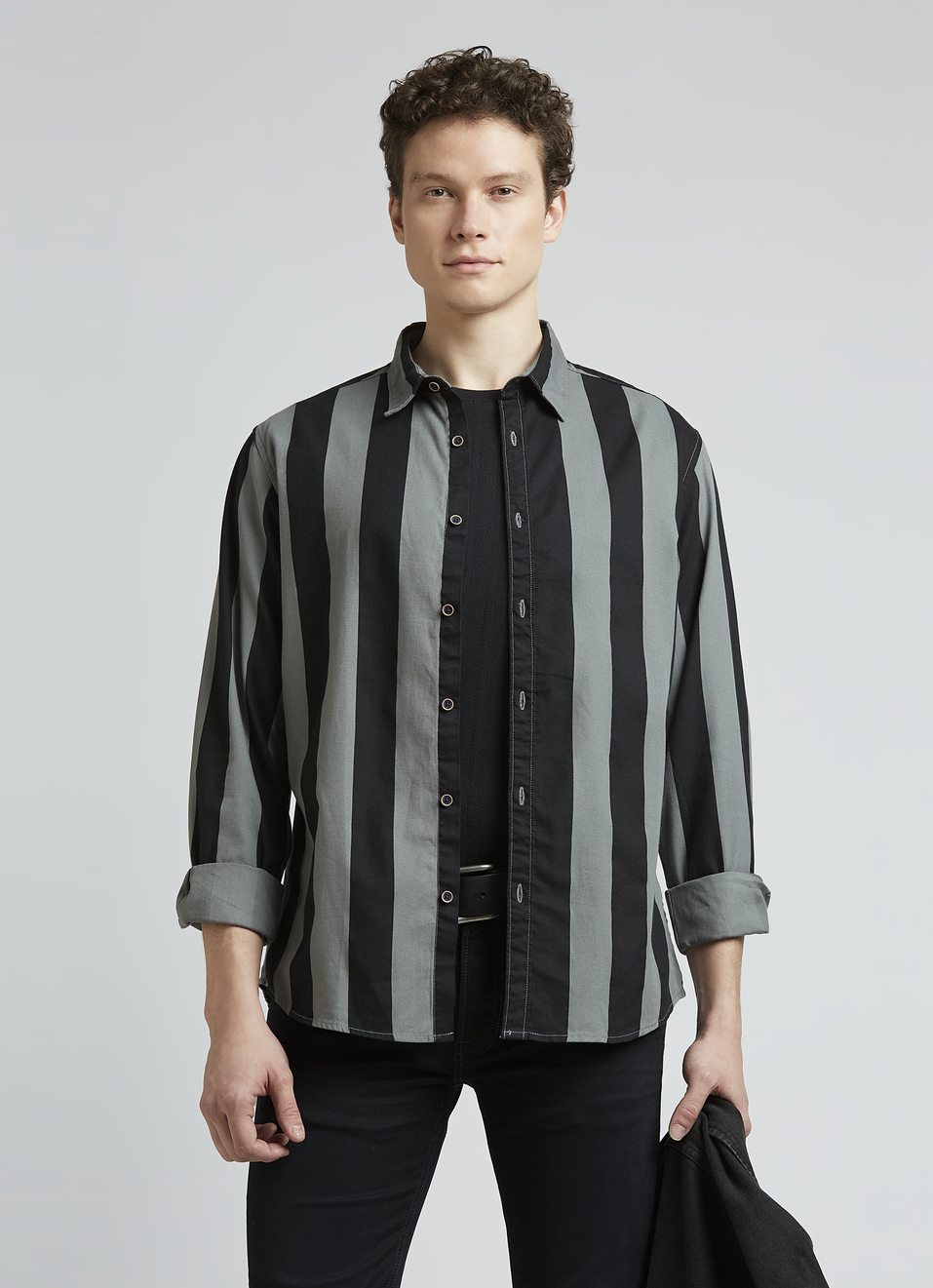 Black Stripes Full Sleeve Shirt, , large image number 0