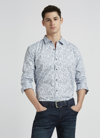 Grey Floral Full Sleeve Shirt