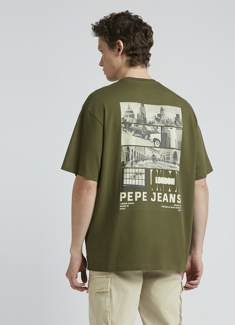 Olive Back Print Short Sleeve Oversized T-shirt, , large image number 2